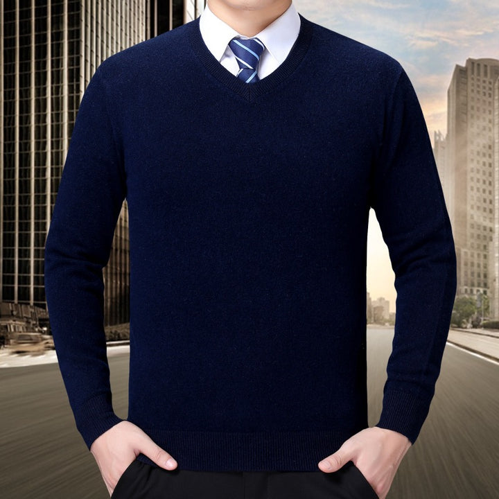 Herren V-Ausschnitt Strickpullover aus weichem Baumwollmix Echoarchiv