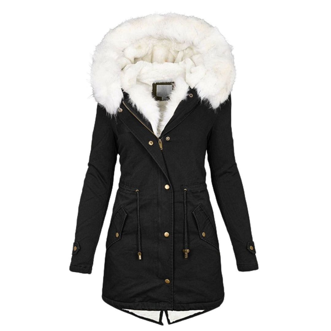 Damen Gefütterter Parka-Mantel mit Teddyfutter, abnehmbarer Kunstfellkapuze und Taillenzug – Montévia