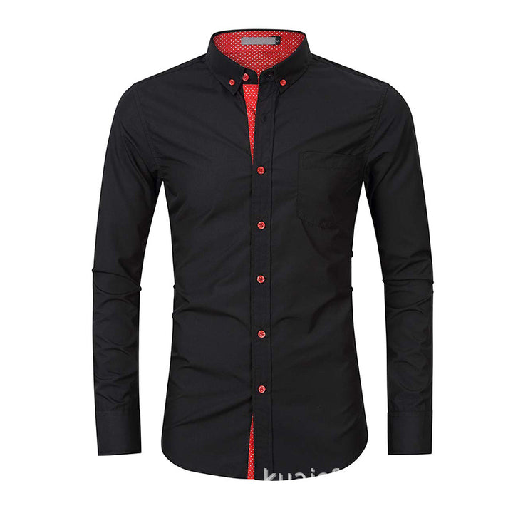 Herren Slim-Fit Hemd mit kontrastierenden Ärmelverzierungen Echoarchiv