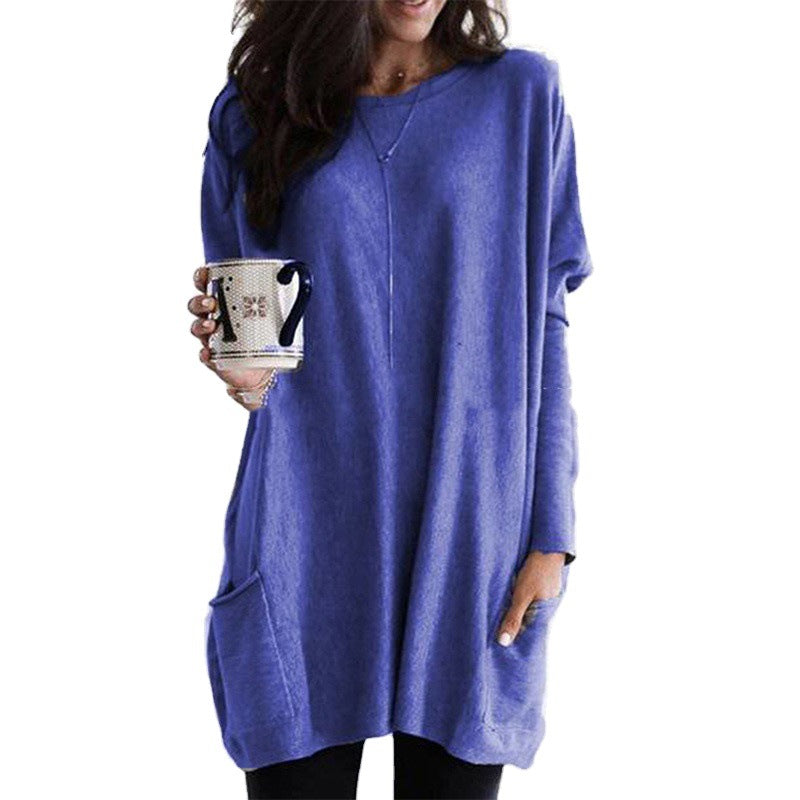 Damen nan oversized Longshirt mit Kontrastblock und aufgesetzten Taschen Echo Archiv