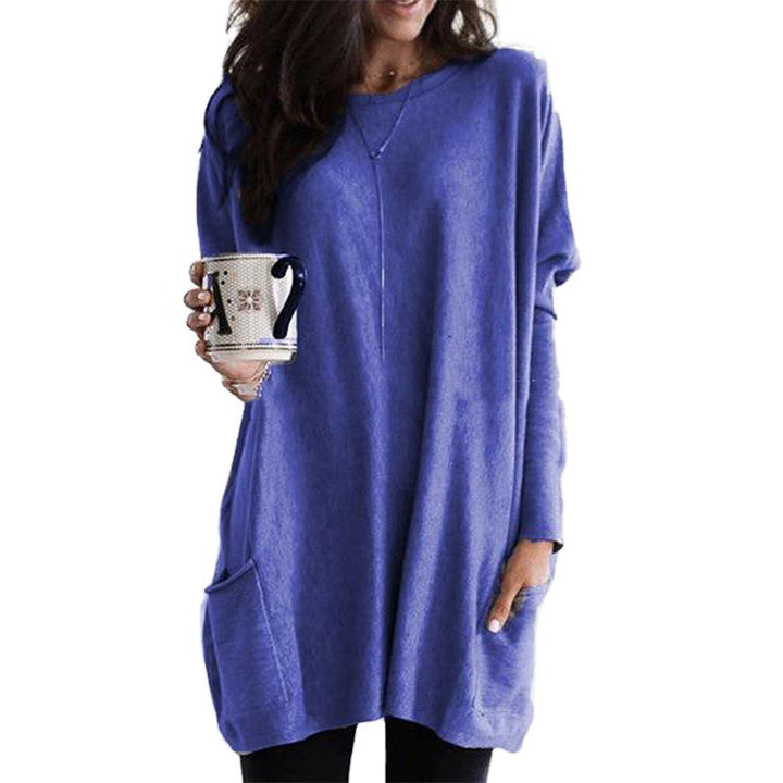Damen nan oversized Longshirt mit Kontrastblock und aufgesetzten Taschen Echo Archiv