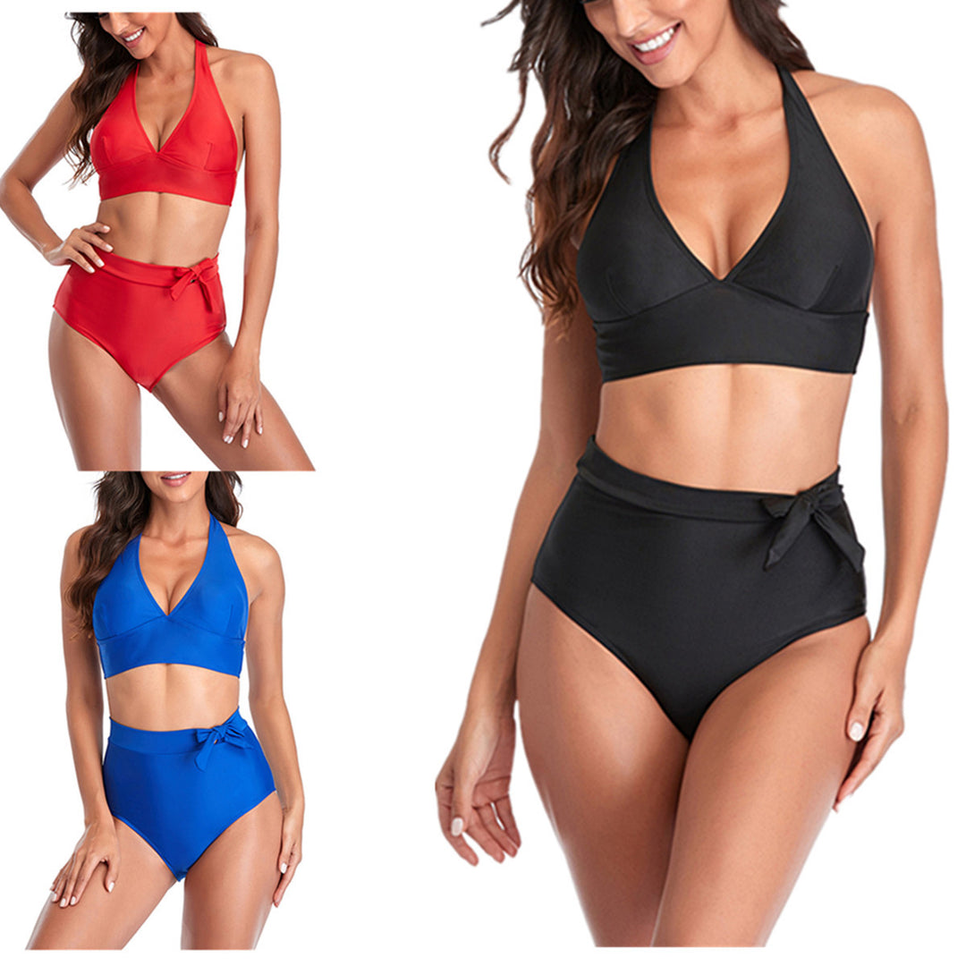 Damen Hoch tailliertes Bikini-Set mit eleganter Bindeschleife Echo Archiv