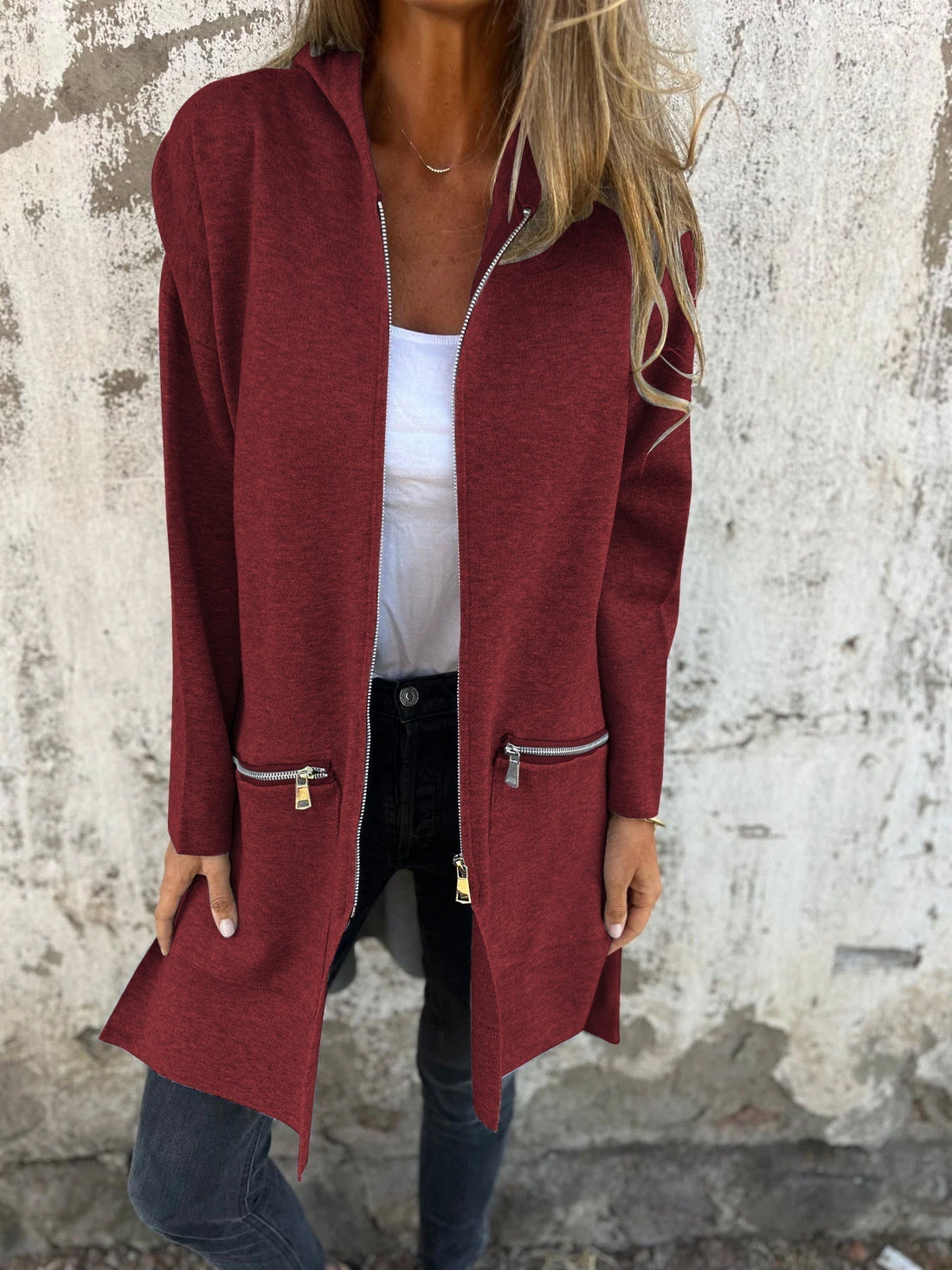 Lässige Langarmjacke Mit Reißverschluss Für Damen – Célinea