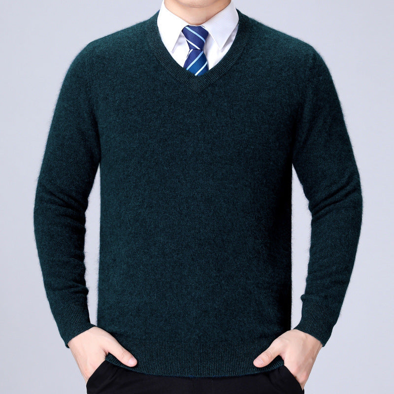 Herren V-Ausschnitt Strickpullover aus weichem Baumwollmix Echoarchiv
