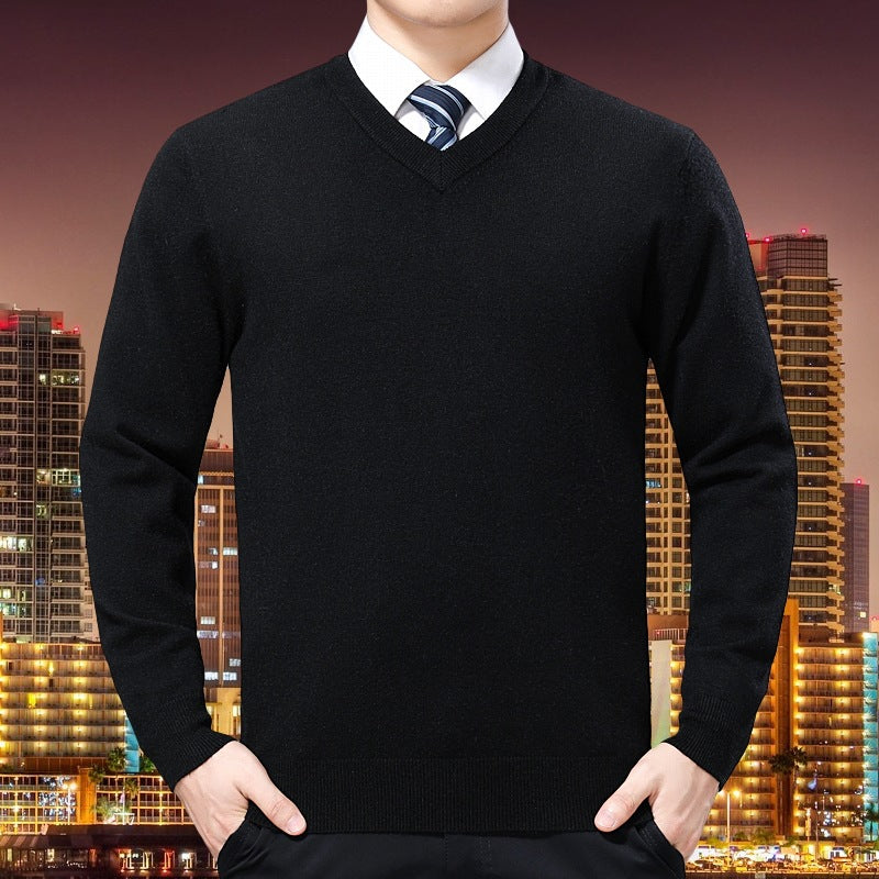 Herren V-Ausschnitt Strickpullover aus weichem Baumwollmix Echoarchiv