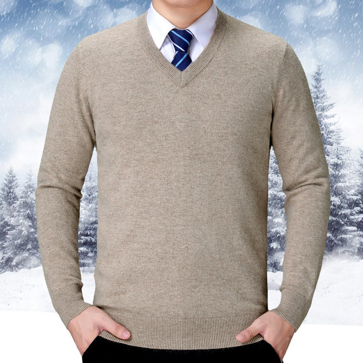 Herren V-Ausschnitt Strickpullover aus weichem Baumwollmix Echoarchiv