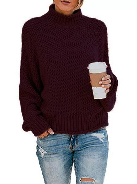 Damen Grobgestrickter Boxy-Rollkragenpullover mit strukturierter Waffeloptik und geripptem Saum Echo Archiv