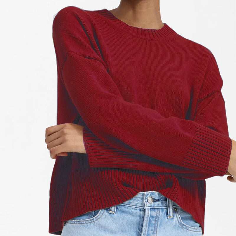 Damen Oversize-Feinstrickpullover mit Rundhalsausschnitt, überschnittener Schulter und breitem Rippsaum Echo Archiv