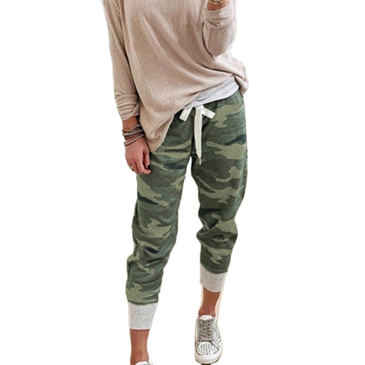 Damen nan lässige Camouflage Jogginghose mit Kordelzug und gerippten Bündchen Echo Archiv