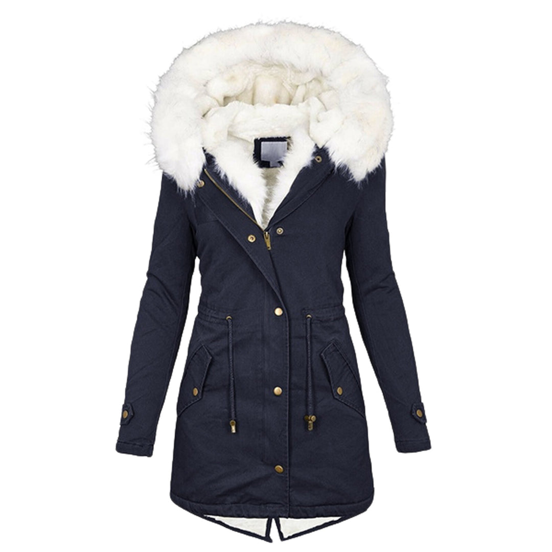 Damen Gefütterter Parka-Mantel mit Teddyfutter, abnehmbarer Kunstfellkapuze und Taillenzug – Montévia
