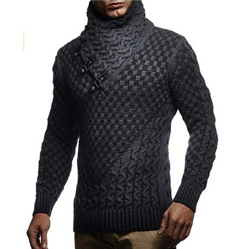 Herren Strickpullover mit asymmetrischem Schalkragen und Zopfstrick Echo Archiv