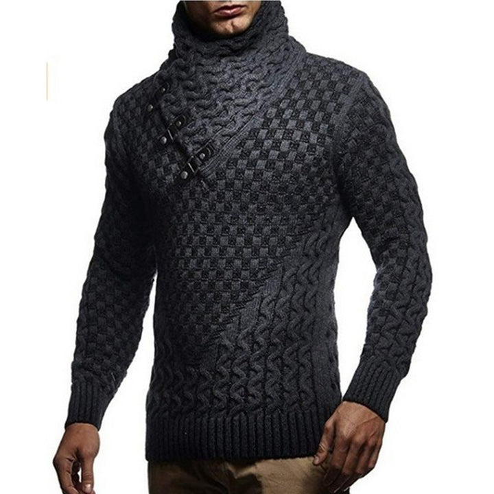 Herren Strickpullover mit asymmetrischem Schalkragen und Zopfstrick Echo Archiv