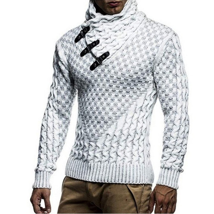 Herren Strickpullover mit asymmetrischem Schalkragen und Zopfstrick Echo Archiv