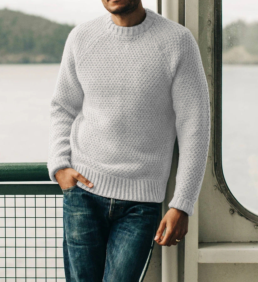 Herren Raglan-Strukturpullover mit Wabenstruktur und Rippbündchen Echo Archiv