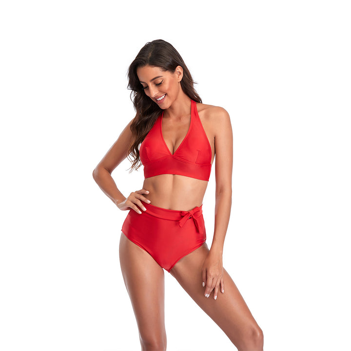 Damen Hoch tailliertes Bikini-Set mit eleganter Bindeschleife Echo Archiv