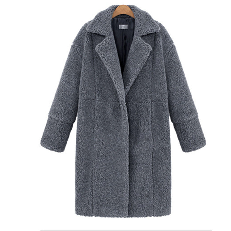 Damen Teddy-Mantel mit Reverskragen, knielanger Schnitt und weicher Sherpa-Optik – Montévia