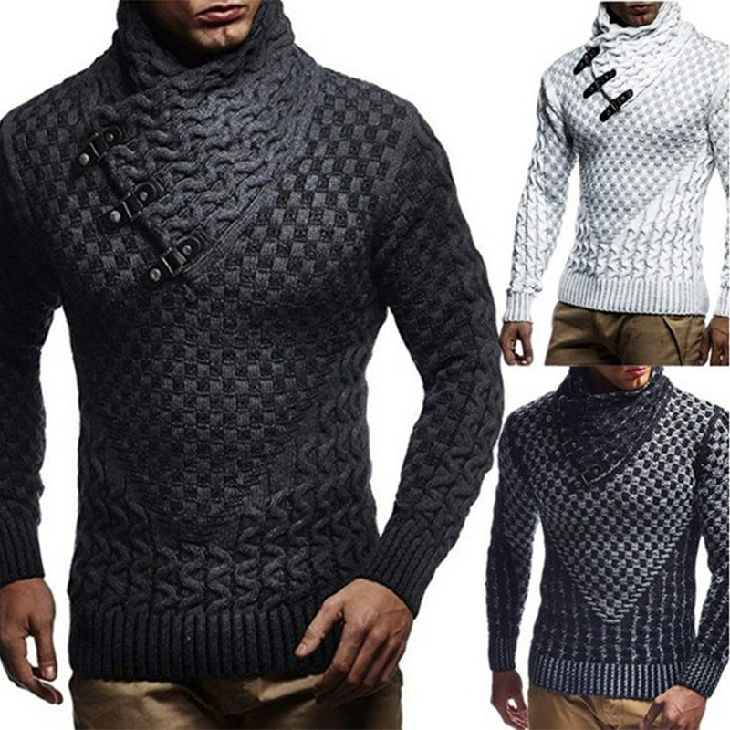 Herren Strickpullover mit asymmetrischem Schalkragen und Zopfstrick Echo Archiv
