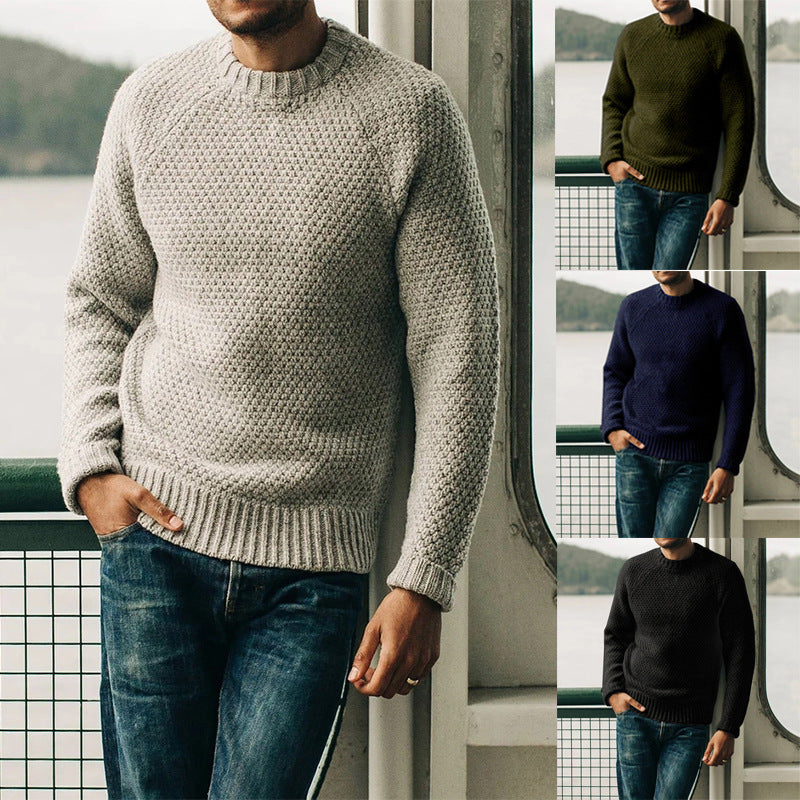 Herren Raglan-Strukturpullover mit Wabenstruktur und Rippbündchen Echo Archiv