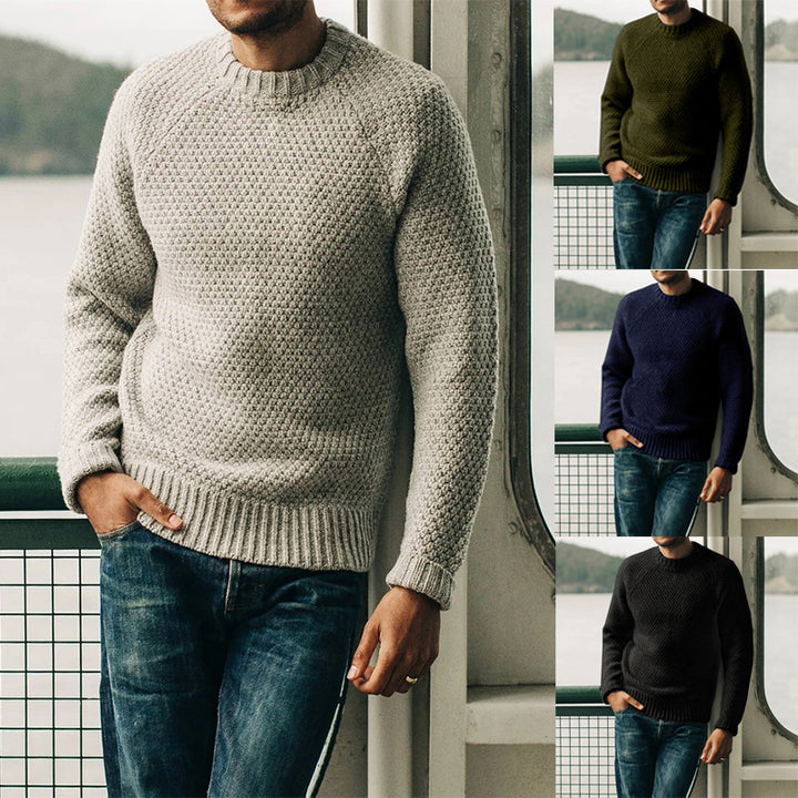 Herren Raglan-Strukturpullover mit Wabenstruktur und Rippbündchen Echo Archiv
