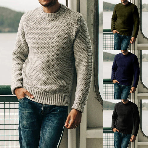 Herren Raglan-Strukturpullover mit Wabenstruktur und Rippbündchen Echo Archiv