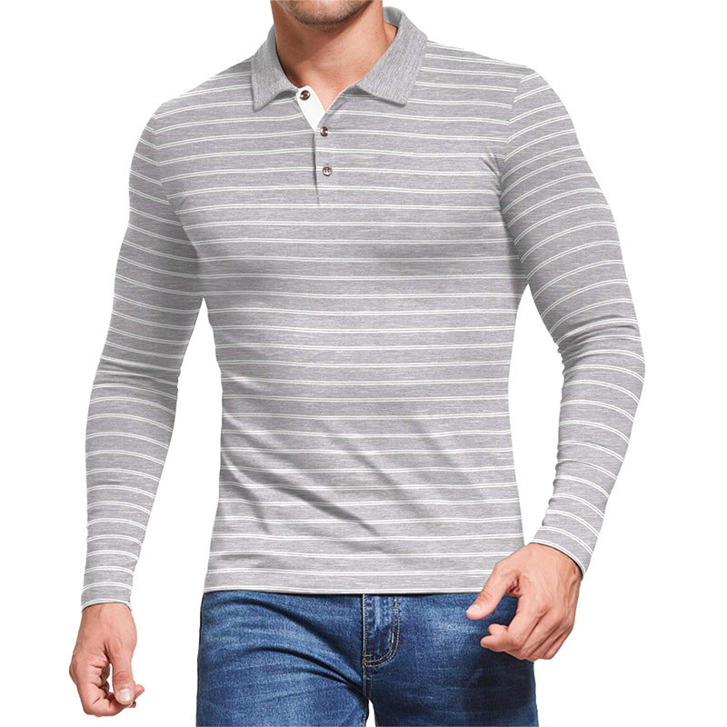 Herren Langarm Poloshirt mit maritimen Streifenmuster und atmungsaktiven Eigenschaften Echoarchiv