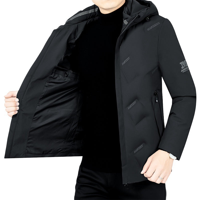 Herren Leichte gesteppte Kapuzenjacke mit schlanker Silhouette und verdecktem Reißverschluss – Taviero
