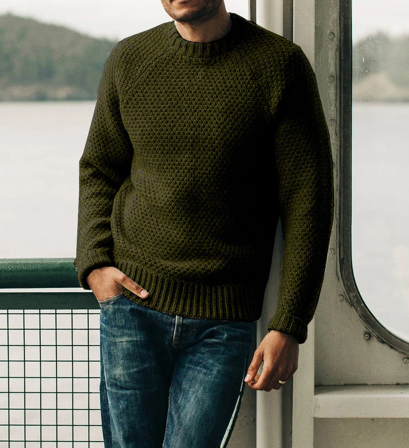 Herren Raglan-Strukturpullover mit Wabenstruktur und Rippbündchen Echo Archiv