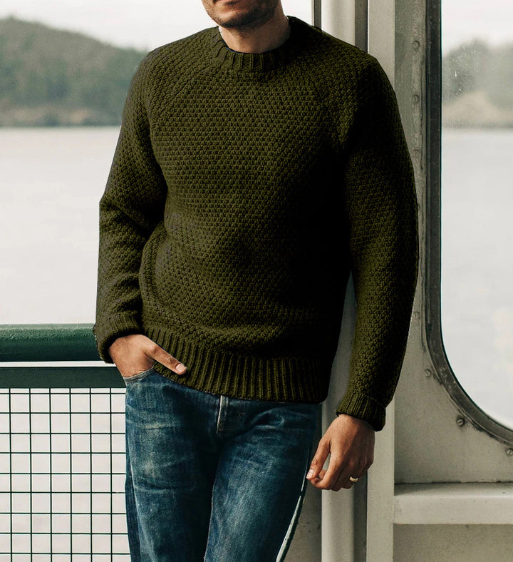 Herren Raglan-Strukturpullover mit Wabenstruktur und Rippbündchen Echo Archiv