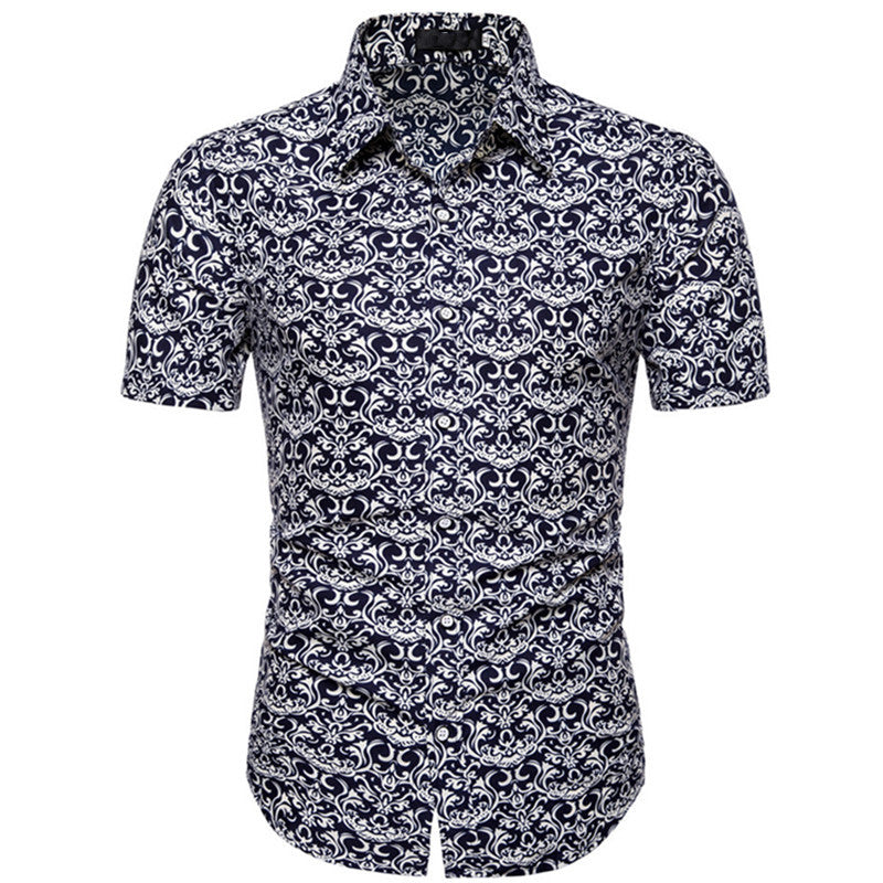 Herren Kurzarmhemd mit maritimem Ankerdesign und slim fit Schnitt Echoarchiv