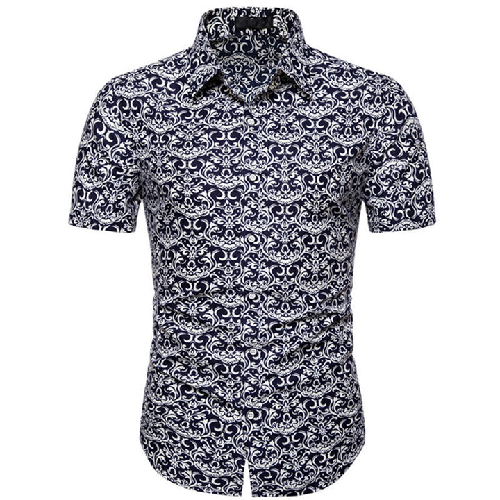 Herren Kurzarmhemd mit maritimem Ankerdesign und slim fit Schnitt Echoarchiv