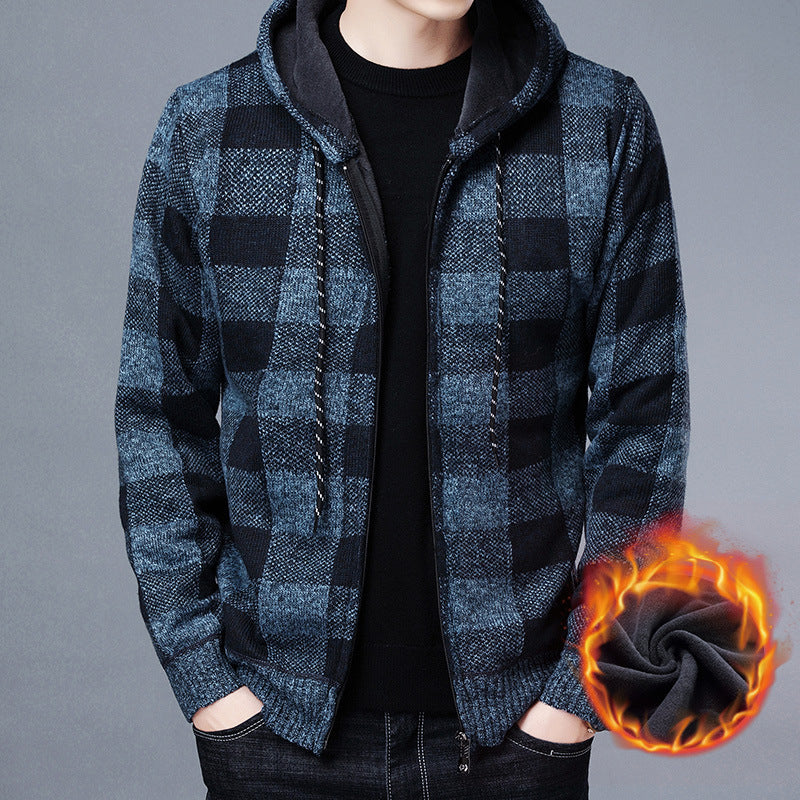 Herren gestreifte Fleecejacke mit Kapuze und innovativer Wärmetechnologie Echoarchiv