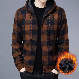 Herren gestreifte Fleecejacke mit Kapuze und innovativer Wärmetechnologie Echoarchiv