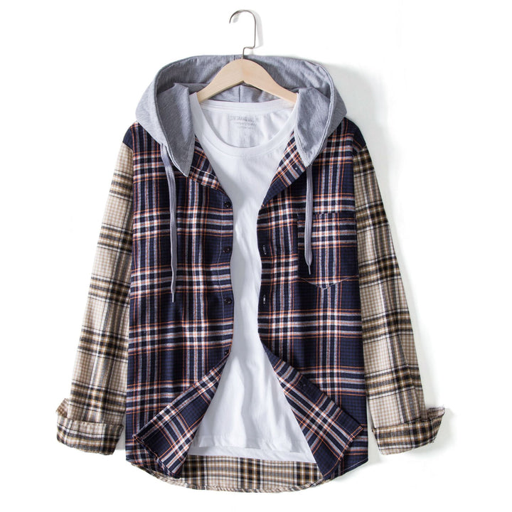 Herren Karohemdjacke mit integrierter Kapuze und bequemer Passform Echoarchiv