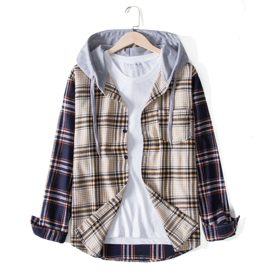 Herren Karohemdjacke mit integrierter Kapuze und bequemer Passform Echoarchiv