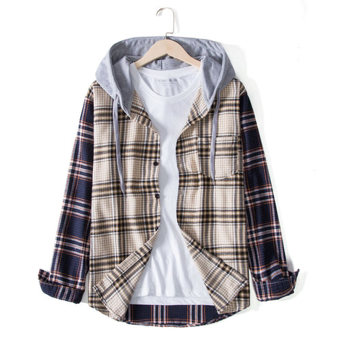 Herren Karohemdjacke mit integrierter Kapuze und bequemer Passform Echoarchiv