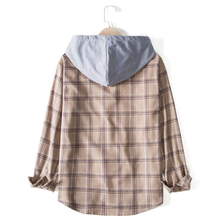 Herren Flanellhemdjacke mit integrierter Kapuze und modernem Karomuster Echoarchiv