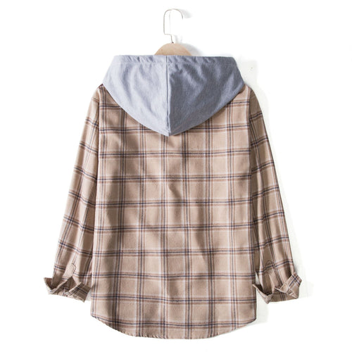 Herren Flanellhemdjacke mit integrierter Kapuze und modernem Karomuster Echoarchiv