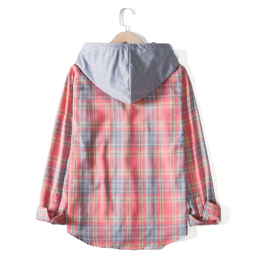 Damen Flanellhemd mit Kapuze und praktischem Design Echoarchiv