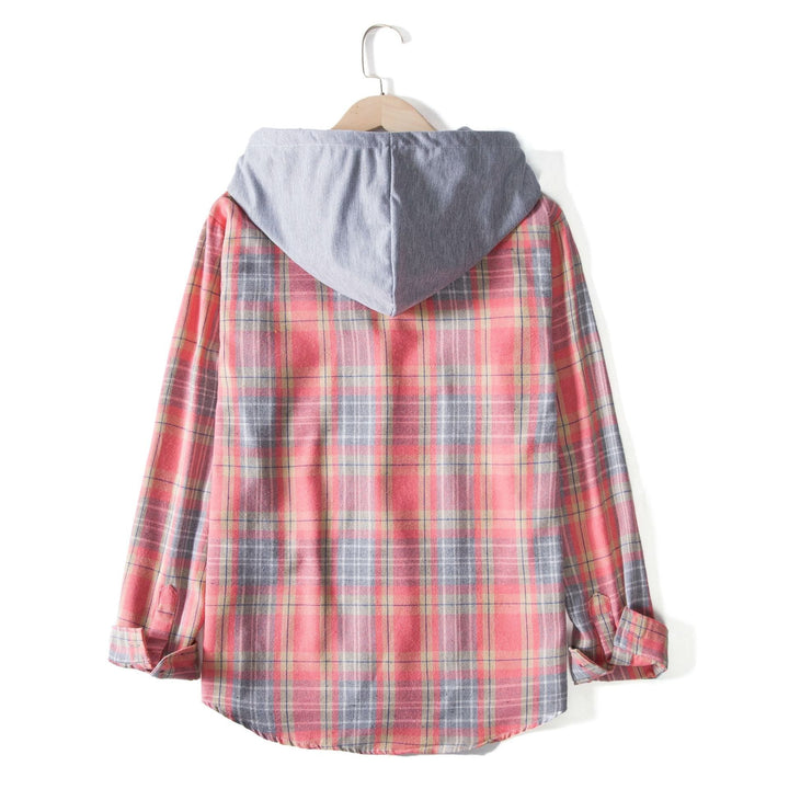 Damen Flanellhemd mit Kapuze und praktischem Design Echoarchiv
