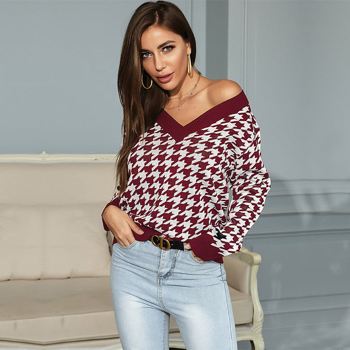Damen Verspielter Pullover mit Karomuster Echo Archiv