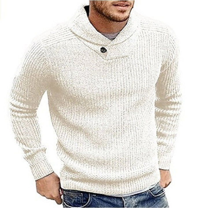 Herren Grobstrick Rollkragenpullover mit Knopfdetails Echoarchiv