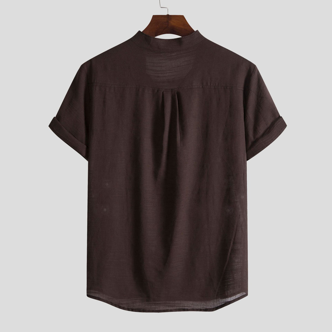 Herren Kurzarmhemd mit Henley-Ausschnitt und lässigem Design Echoarchiv