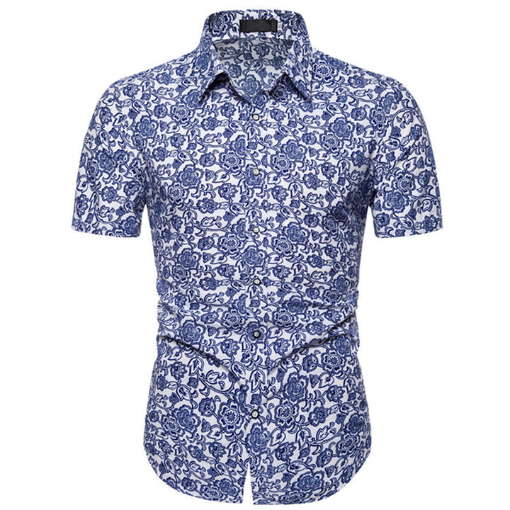 Herren Kurzarmhemd mit maritimem Ankerdesign und slim fit Schnitt Echoarchiv