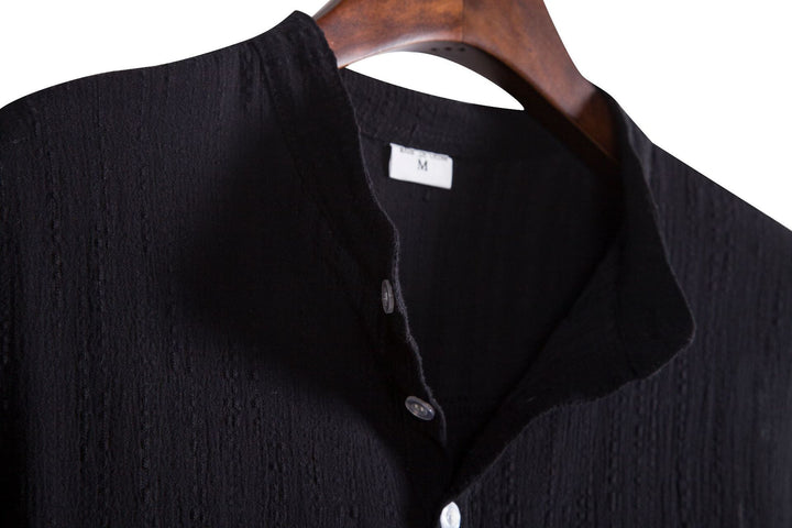 Herren Kurzarmhemd mit strukturiertem Henley-Ausschnitt Echoarchiv