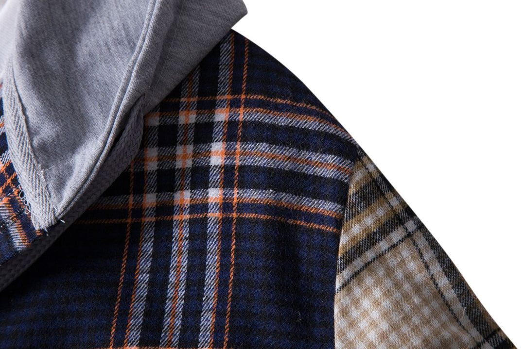 Herren Karohemdjacke mit integrierter Kapuze und bequemer Passform Echoarchiv