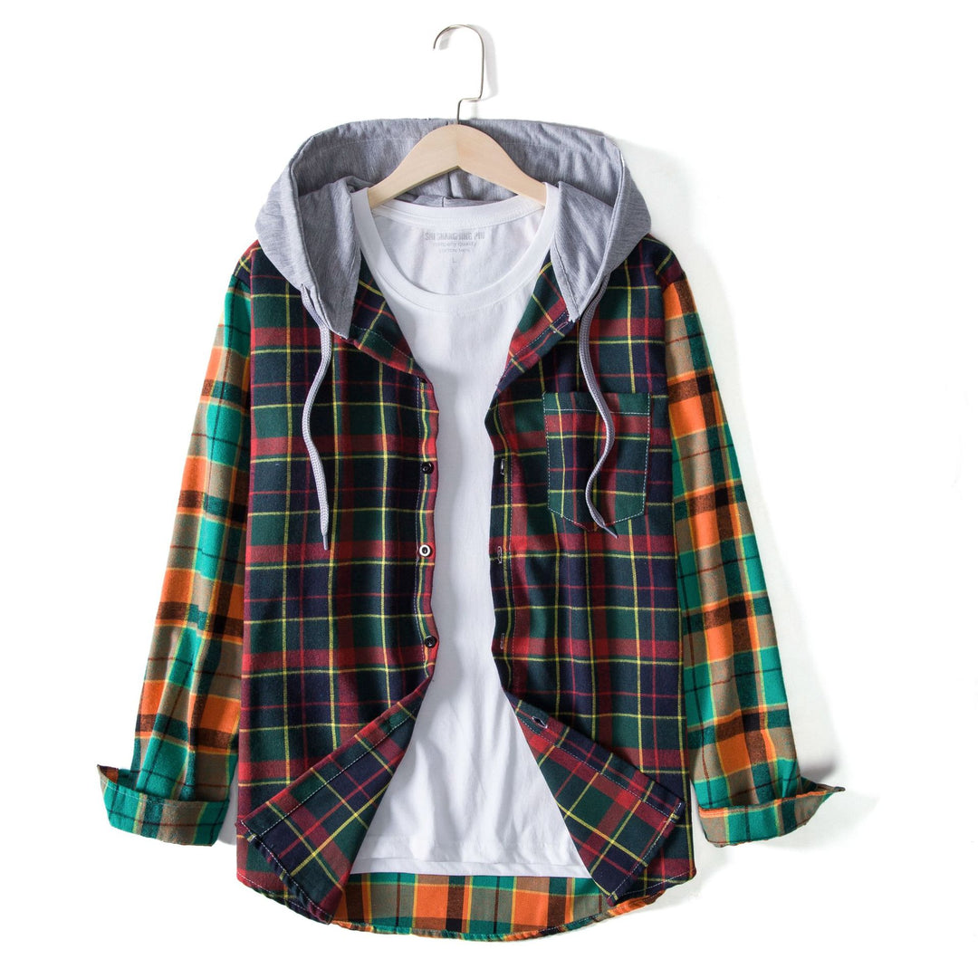 Herren Karohemdjacke mit integrierter Kapuze Echoarchiv