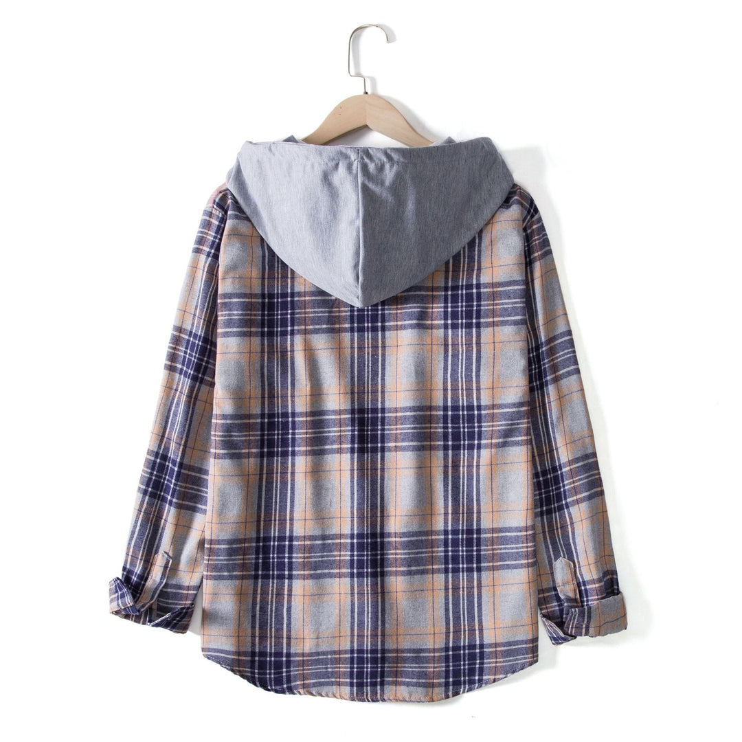 Damen Flanellhemd mit Kapuze und praktischem Design Echoarchiv