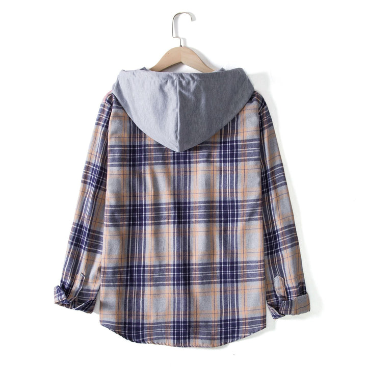 Damen Flanellhemd mit Kapuze und praktischem Design Echoarchiv