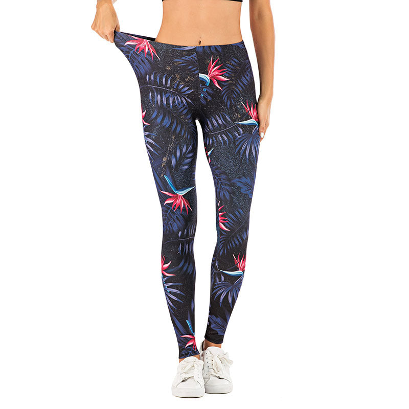 Damen Leggings mit abstraktem Streifenmuster, hoher Taille und atmungsaktivem Stretch-Funktionsstoff – Avélisse