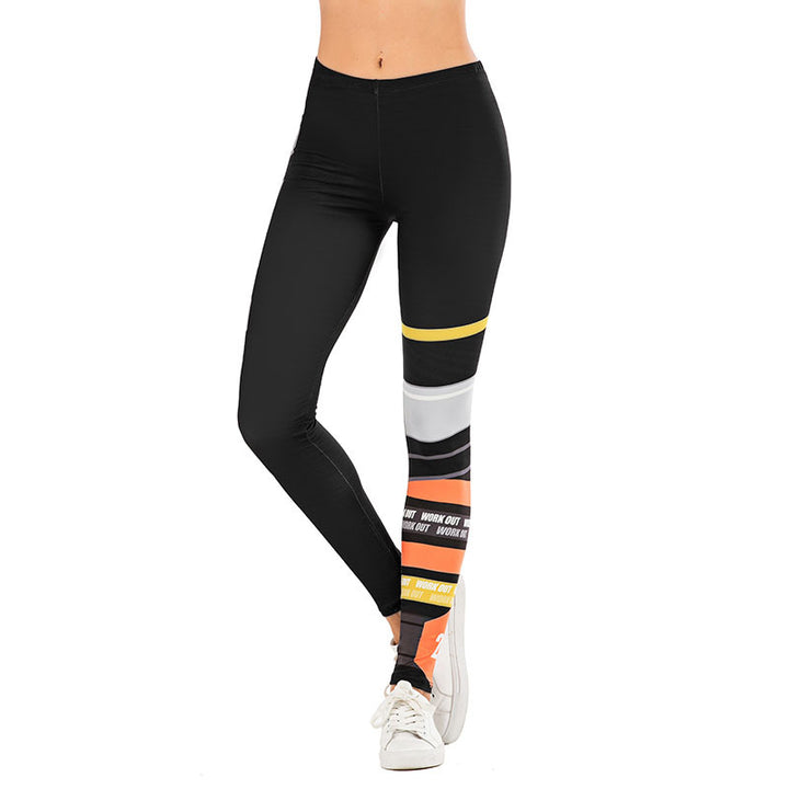 Damen Leggings mit abstraktem Streifenmuster, hoher Taille und atmungsaktivem Stretch-Funktionsstoff – Avélisse